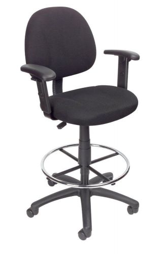 Boss Fabric Drafting Stools with Adjustable Arms and Footring  Black