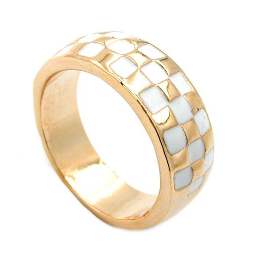 RING WHITE ENAMELED RED GOLD PLATED 01230-50 - Buy 1 Get 1 Free Offer