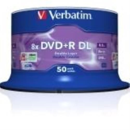 Verbatim dvd recordable media dvd+r dl 8x 8.50 gb spindle 97000 for sale