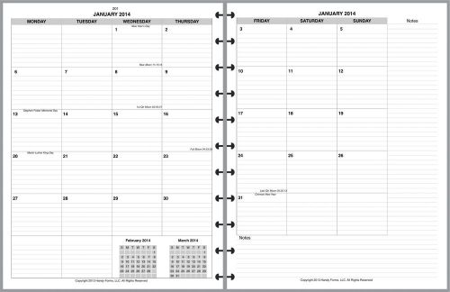 2015 Monthly Planner Insert 4 Pages/Month 8.5x11 Levenger Staples Handy Forms