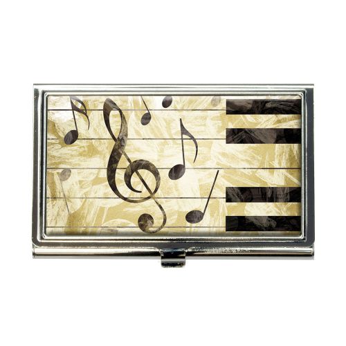 Vintage Piano with Treble Clef and Music Notes Business Credit Card Holder Case