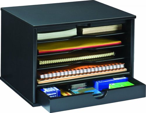 4-shelf office desktop organizer wood collection files storage holder document for sale