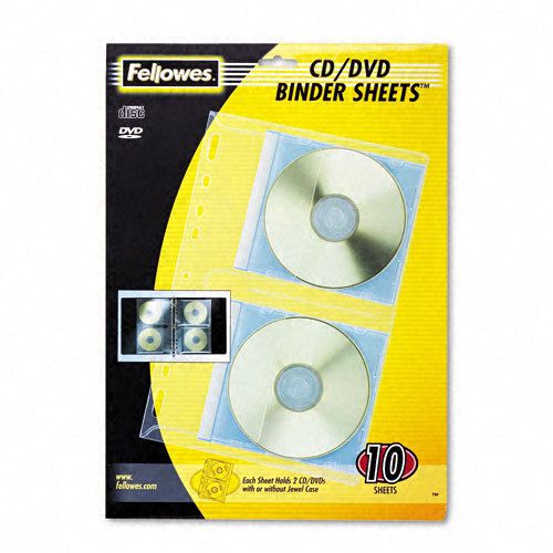 Fellowes cd/dvd protector sheets for three-ring binder, 10/pack, pk - fel95304 for sale
