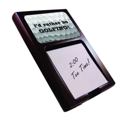 I&#039;D RATHER BE GOLFING MAHOGANY STICKY NOTE PAD HOLDER - GIFT DAD DESK GOLF