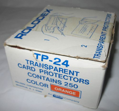 Vintage box ~200 rolodex tp-24 transparent 2.25x4 card protectors orange blue for sale