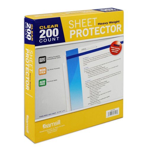 200 Samsill Clear Sheet Protectors Top Loading 8.5x11 3-hole Binder Plastic File