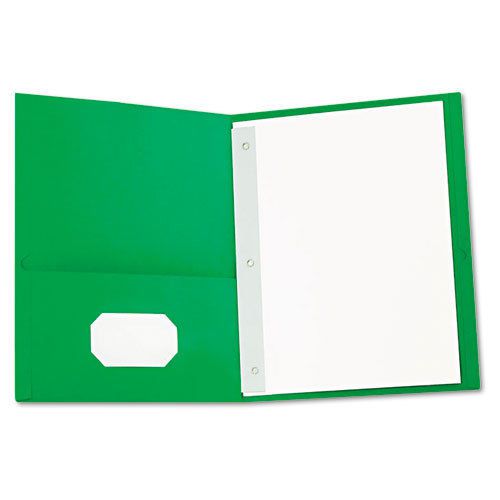 Two-Pocket Portfolios w/Tang Fasteners, 11 x 8-1/2, Green, 25/Box