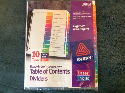 1) Case of 36) Avery RI-213-10 / 11135 Ready Index Table of Contents Dividers