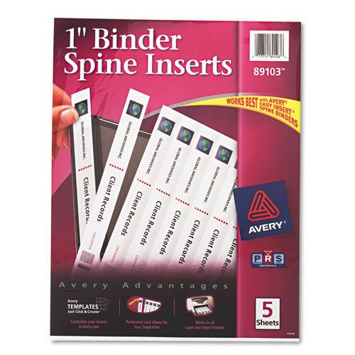 Custom Binder Spine Inserts, 1&#034; Spine Width, 8 Inserts/Sheet, 5 Sheets/Pack