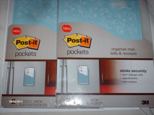 2 post-it pockets 2 ct/organize mail, bills, receipts/won&#039;t damage/reposition for sale