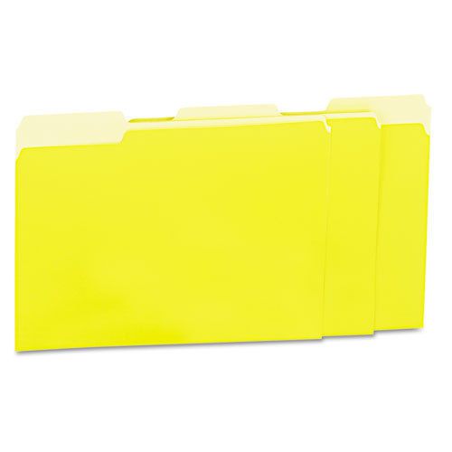 Recycled interior file folders, 1/3 cut top tab, letter, yellow, 100/box for sale