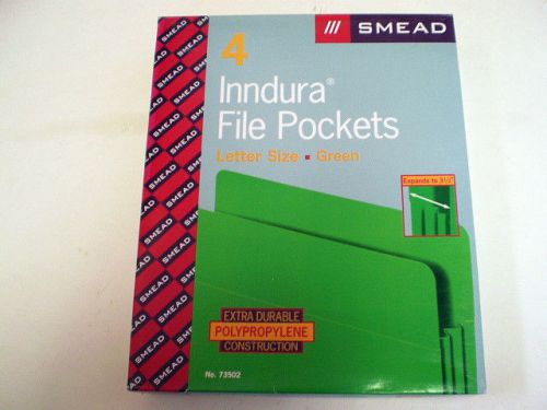 4 Smead Inndura File Pockets Green Letter Size Polypropylene Accordion Expansion