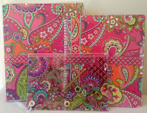 Vera bradley flexi binder, 3 subject notebook &amp; pencil pouch, pink swirls for sale