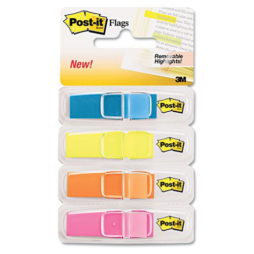 Post-it Flags Highlighting Flags, Bright Colors, 1/2 x 1 3/4, 35/Color, 4 Disp