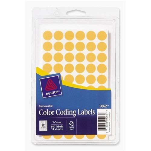 Avery Round Color-Coding Label - 0.50&#034; D- 800 / Pack - Circle - Orange