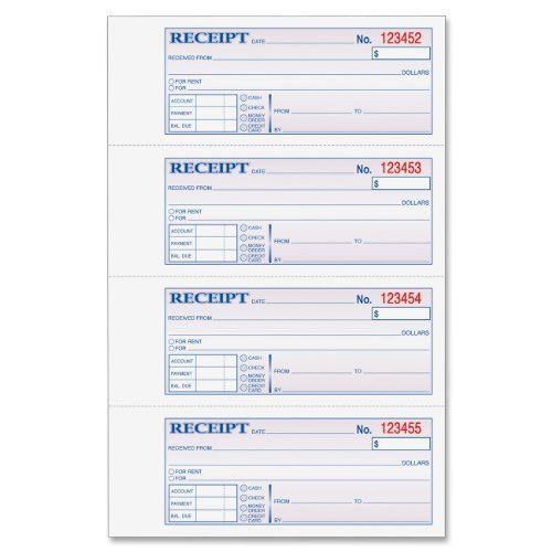 Adams Tc1182 Tape Bound Money/rent Receipt Book - 100 Sheet[s] - Tape Bound - 3