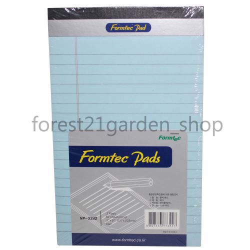x3 Formtec  A5 pad Note pad, legal pad 127x203mm(5&#034; x 8&#034;) -3pad (Blue)-150sheets