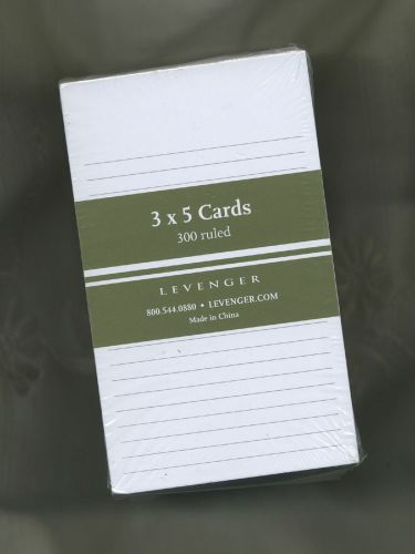 By Levenger - 300 Nonpersonalized 3 x 5 Cards (Ruled) - NEW sealed