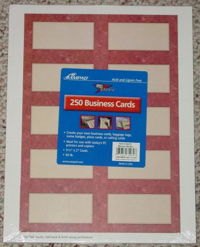 AMPAD PC PAPERS 250 BUSINESS CARDS MAROON BORDER 65 LB #35479  NEW SEALED