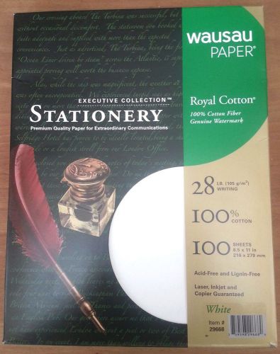 Royal 100% Cotton White Resume Stationery Paper - 8.5 x 11-28# 100 Sheets/Box
