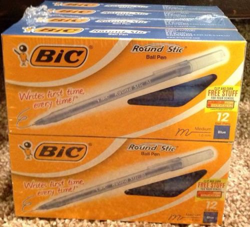 NIB BIC Round Stic Ball Pen - 96 Pens - 8 Packs, 12 Pens Per Pack - Great Deal!!
