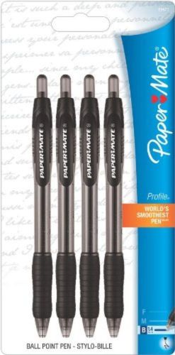 NEW Paper Mate Profile Retractable Ballpoint Pens, 4 Black Ink Pens(89471)