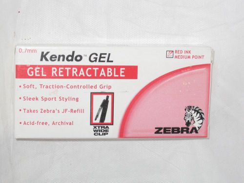 Kendo Gel Zebra Pen - Retractable Gel Pen 1 Dozen 12 - Red Ink Medium Point