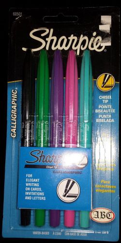 Sharpie calligraphic water based markers,chisel tip, assorted, pack of 5 (60501) for sale