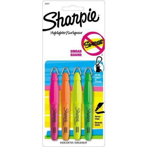 Sharpie Accent Mini Highlighters, 4 Colored Highlighters(20374) New