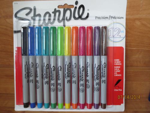 Sharpie Permanent Markers Ultra Fine Point Assorted Colors 12ct Quick-drying NEW