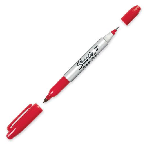 Sharpie Permanent Marker Pen Twin Tip Red 1-Each