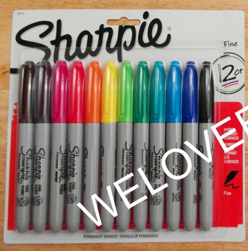 12 Sharpie Fine Assorted Color Permanent Markers **NEW** (1 Pack)