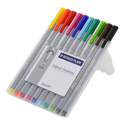 Staedtler Triplus Fineliner Porous Point Pens, 0.3mm, Assorted Colors, 10/Pack