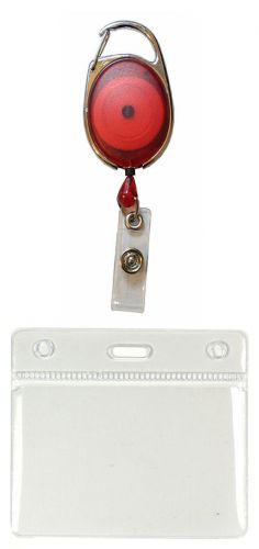 Red Premier Yo Yo Badge Reel &amp; Plastic ID Badge Pocket Pouch