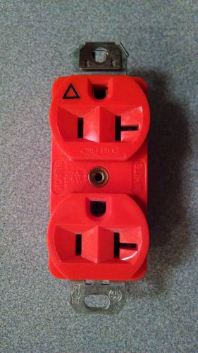 Hubbell Orange Isolated Ground Duplex Electical Outlet Hospital Grade 20A-125V