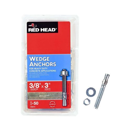 RED HEAD 3/8 in. x 3 in. Steel Hex-Nut-Head Wedge Anchors (50-Pack)