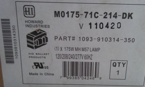 Howard industries 175 watts m0175-71c-214-dk ballast kit 120/208/240/277v.-60hz. for sale