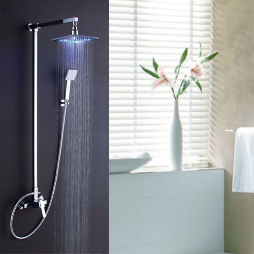 Modern led 8 inch rain shower with handshower chrome shower set free shipping for sale