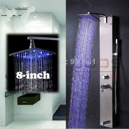 Luxury nickel brushed rain led shower column faucet &amp; massage jets shower panel for sale
