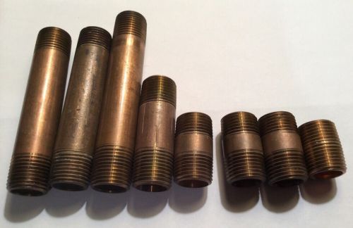 LOT OF (8) 1/2&#034; BRASS NIPPLES - 1&#034; TO 4-1/2&#034;