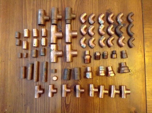 Huge lot of nibco copper plumbing fittings t shape elbow couplings 68 pieces for sale