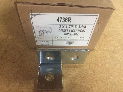(#4736R) 3 HOLE OFFSET RIGHT Angle for Unistrut Channel P1038R BOX OF 10