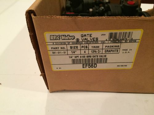 RP&amp;C Gate Valve Part No. 591-011-01 Size 1/4&#034; NPT EF56D New in Box