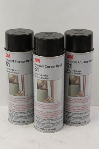 3M Drywall Corner Bead 61 Contractor Grade Spray Adhesive LOT of 3 Cans