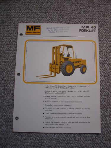 Massey-Ferguson MF 40 Forklift Fork Lift Tractor Brochure Original MINT &#039;73