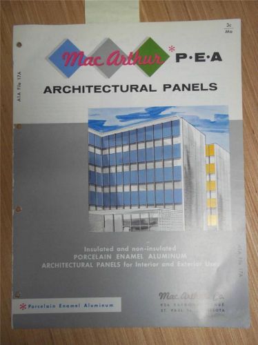 MacArthur Co Catalog~PEA Porcelain Enamel Aluminum Panels/Insulated~Asbestos~&#039;62