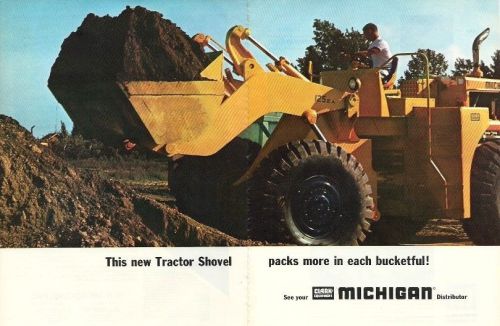 1966 - new michigan model 125 iii a tractor shovel ad, dbl-pg color for sale