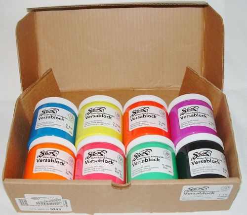 Sax Versablock Water-Based Printing Ink Fluorescent Kit 8- 8oz jars