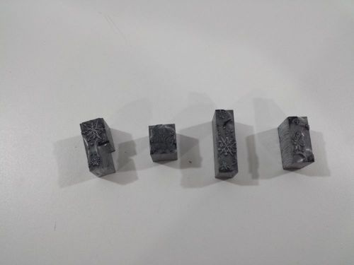 Four Snowflake Letterpress Printing Blocks