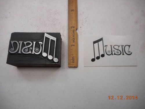Letterpress Printing Printers Block, Music Note forms M in word Music